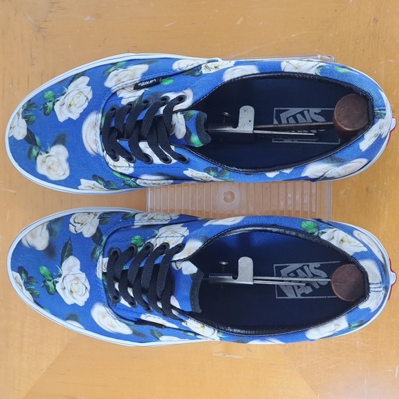 Vans Era Romantic white roses floral royal blue lace-up casual summer sneakers - Picture 6 of 7